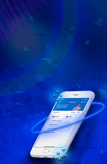 Ilustração de um smartphone com a tela do app Banrisul Digital.