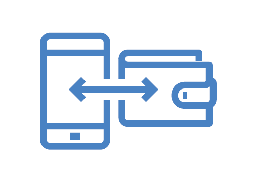 Ícone de celular interagindo com carteira
